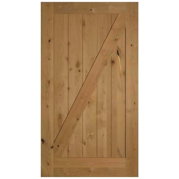 Trimlite 42" x 84 " Knotty Alder 1-Panel Z-Bar Barn Door with Black Hardware 3670ska8401Z-H7MB